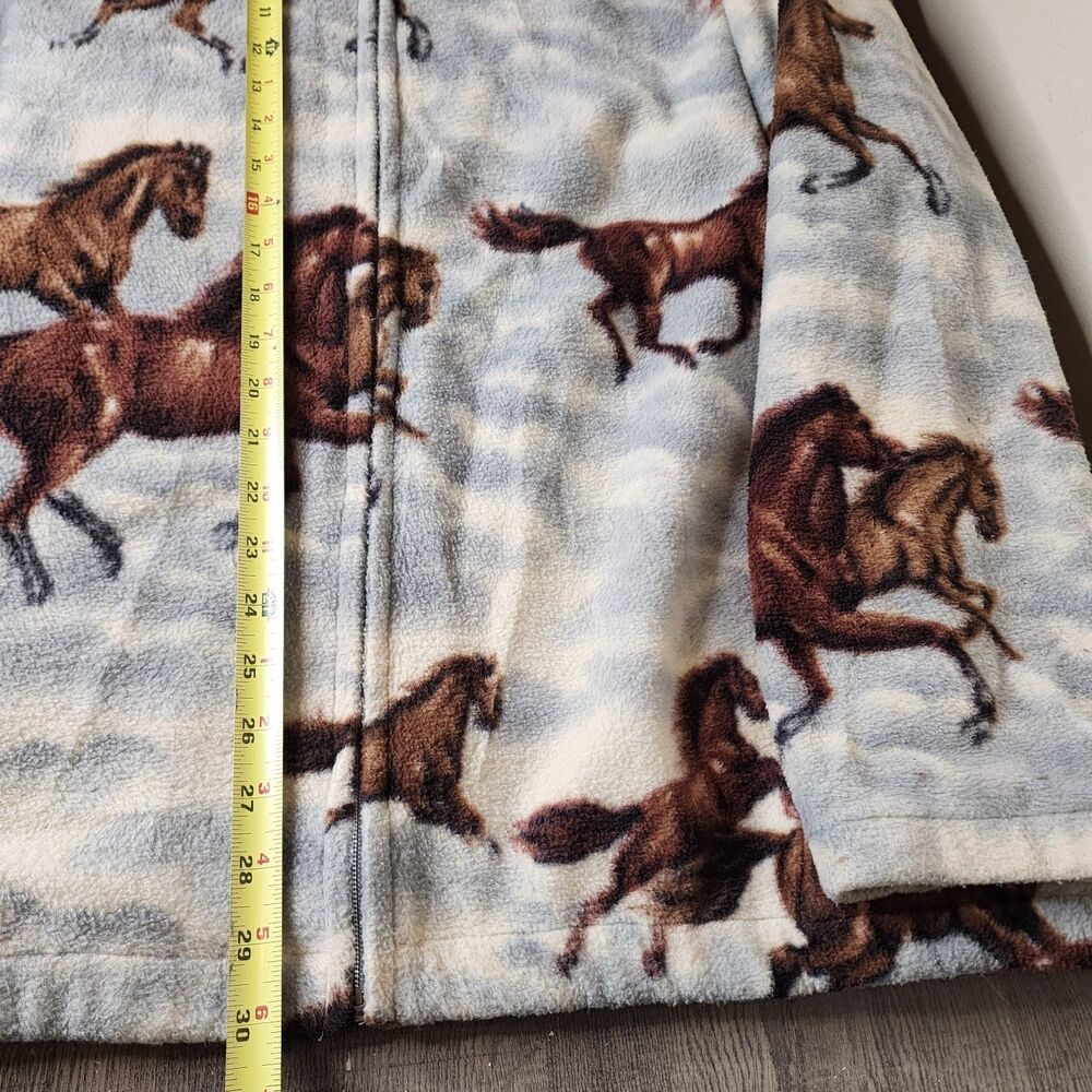 Vintage 90s Equestrian Horse Print Fleece Jacket Womens XXL Western Full Zip - Picture 8 of 12